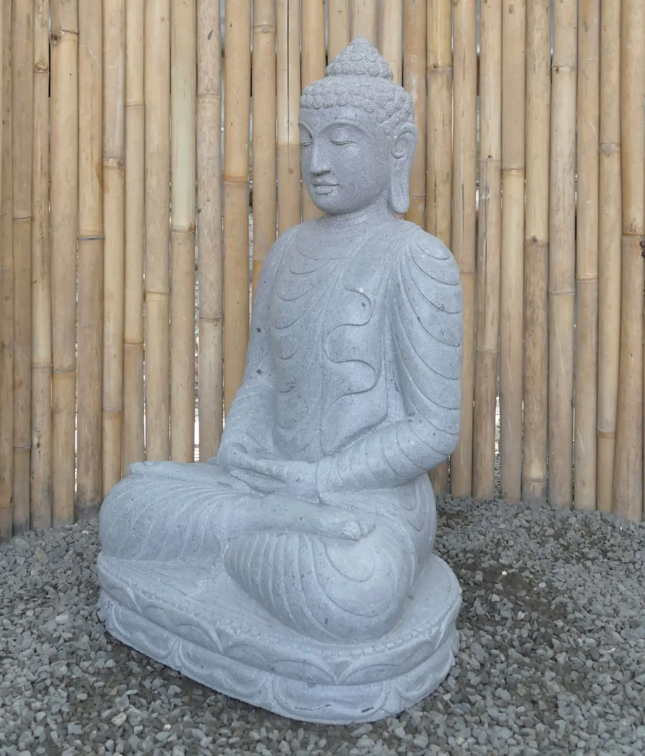  Product image 2 of the product “Seated Buddha made of Riverstone in Dhyana position - gesture of meditation, H. 85cm. ”